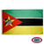 The Mozambique flag is a horizontal teal, black, and yellow tricolor. On the left is a red triangle with a book, hoe, and AK-47 on a star. FMAA Certified Made in America seal. The Mozambique flag is a horizontal teal, black, and yellow tricolor. On the left is a red triangle with a book, hoe, and AK-47 on a star. FMAA Certified Made in America seal.