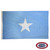 The Somalia flag is light blue with a large white five-pointed star in the center. FMAA Certified Made in America seal.