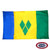 The St. Vincent & Grenadines flag is a blue, yellow, and green triband. In the center of the wider yellow stripe are 3 green diamonds. FMAA Certified Made in America seal.