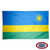 The Rwanda flag has a wide horizontal blue stripe above 2 yellow and green stripes. In the upper right is a yellow sun. FMAA Certified Made in America seal. The Rwanda flag has a wide horizontal blue stripe above 2 yellow and green stripes. In the upper right is a yellow sun. FMAA Certified Made in America seal.