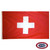 The Swiss flag is red with a thick white cross in the center. FMAA Certified Made in America seal.