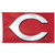 The Cincinnati Reds flag. A red flag with a large white stylized "C" The Cincinnati Reds flag. A red flag with a large white stylized "C"