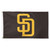 A San Diego Padres Flag featuring a black field with a large yellow San Diego Padres logo in the middle. A San Diego Padres Flag featuring a black field with a large yellow San Diego Padres logo in the middle.