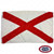The Alabama flag has a red saltire or diagonal cross on a white background. FMAA Certified Made in America seal.