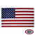 The US flag has a blue canton with 50 white stars. The rest is 13 red-and-white alternating stripes. FMAA Certified Made in America seal. The US flag has a blue canton with 50 white stars. The rest is 13 red-and-white alternating stripes. FMAA Certified Made in America seal.
