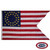 The Cavalry Guidon flag is based on the American flag, with a blue field in the top left corner, with 13 alternating red and white stripes. Major differences are: a large triangle cut horizontally out of the right side of the flag, known as a swallow-tail, and the 35 stars in the blue field are yellow and arranged in two concentric circles with one star in each of the four corners of the rectangular blue field. On the left edge of the flag is a header with rust-proof grommets for raising on a flagpole. FMAA Certified Made in America seal. The Cavalry Guidon flag is based on the American flag, with a blue field in the top left corner, with 13 alternating red and white stripes. Major differences are: a large triangle cut horizontally out of the right side of the flag, known as a swallow-tail, and the 35 stars in the blue field are yellow and arranged in two concentric circles with one star in each of the four corners of the rectangular blue field. On the left edge of the flag is a header with rust-proof grommets for raising on a flagpole. FMAA Certified Made in America seal.