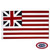 The Grand Union Flag has a dark blue canton with white and red crosses. The rest of the flag has 13 alternating red and white stripes. FMAA Certified Made in America seal.