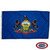 The dark blue Pennsylvania flag has a seal in the center, on which 2 horses flank either side of a shield containing a ship and a plow. FMAA Certified Made in America seal. The dark blue Pennsylvania flag has a seal in the center, on which 2 horses flank either side of a shield containing a ship and a plow. FMAA Certified Made in America seal.