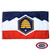 The Utah flag has a blue hexagon in the center with a yellow beehive & white star. Behind it are white mountains with a blue sky & red ground. FMAA Made in America seal. The Utah flag has a blue hexagon in the center with a yellow beehive & white star. Behind it are white mountains with a blue sky & red ground. FMAA Made in America seal.