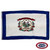 The blue-bordered white West Virginia flag has a seal in the center depicting a farmer & miner above crossed rifles & a cap of liberty. FMAA Certified Made in America seal.