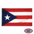 The Puerto Rico flag has 5 horizontal red & white stripes. On the left is a blue triangle pointing right with a white star inside. FMAA Certified Made in America seal.