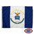 A flag containing a field of 3 vertical stripes colored blue, white, and blue. The middle white stripe has the seal of US retired Air Force veterans. FMAA Certified Made in America seal.