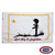 A Flag For The Fallen with a white field and yellow border. The flag has a yellow star in the corner and a black silhouette of a gun planted into the grass, holding a soldier helmet. The bottom says "Lest they be forgotten..." in red. FMAA Certified Made in America seal.