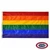 A rainbow flag with six horizontal stripes of red, orange, yellow, green, blue, and violet from top to bottom. FMAA Certified Made in America seal. A rainbow flag with six horizontal stripes of red, orange, yellow, green, blue, and violet from top to bottom. FMAA Certified Made in America seal.