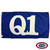 A blue flag with the text “Q1” written in a large, white script. FMAA Certified Made in America seal.