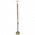 A 2-piece oak pole is shown on a brass floor stand and topped with an eagle ornament. A cord with tassels is shown on the right.