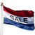 Nylon red, white, and blue flag that says SALE in the center.