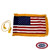 Small American flag with gold fringes. FMAA Certified Made in America seal.