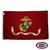 The Marine Corps flag for sale is red and depicts a bald eagle perched on a globe before an anchor. FMAA Certified Made in America seal.