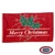 A Christmas flag with a red field. The flag's center has a green holly with “Merry Christmas” below it in white. FMAA Made in America seal. A Christmas flag with a red field. The flag's center has a green holly with “Merry Christmas” below it in white. FMAA Made in America seal.