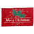 A Christmas flag with a red field. The flag's center has a green holly with “Merry Christmas” below it in white. A Christmas flag with a red field. The flag's center has a green holly with “Merry Christmas” below it in white.