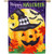 A textured flag with a jack-o-lantern wearing a witches hat. A spider hangs from the hat. Fall-colored leaves are on the ground. A full yellow moon and bats are behind the pumpkin. The background is purple with white stars, and "Happy Halloween" is written at the top. A textured flag with a jack-o-lantern wearing a witches hat. A spider hangs from the hat. Fall-colored leaves are on the ground. A full yellow moon and bats are behind the pumpkin. The background is purple with white stars, and "Happy Halloween" is written at the top.