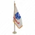 An oak flagpole with an Army spear ornament. On the pole is the Army branch flag featuring the US Army Seal and 3 sides of gold fringe.