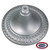 The guidon pole stand is a silver base with a decorative trim around the edge, and an insert for a flagpole in the center. FMAA Made in America seal.