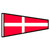 The four flag is a red pennant with a perpendicular white cross in the center. The four flag is a red pennant with a perpendicular white cross in the center.