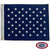 A Maritime US Jack Flag that is navy with 50 white embroidered stars. The flag has a canvas header and brass grommets. FMAA Certified Made in America seal.