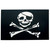 The Jolly Roger sticker is black with a white skull and crossbones design. The Jolly Roger sticker is black with a white skull and crossbones design.