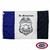 The Police Mourning flag featuring a vertical tricolor field of blue, white and black. The center says 'In Memoriam' with a police shield below it. FMAA Certified Made in America seal.
