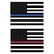 The thin line decals feature an American flag with the red and blue replaced with black. The center stripe is either a thin red stripe for firefighters or a thin blue stripe for police and is about the size of your hand.