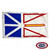The Newfoundland flag is white with 4 blue triangles on the left, and 2 red triangle outlines on the right, flanking a yellow arrow. FMAA Certified Made in America seal. The Newfoundland flag is white with 4 blue triangles on the left, and 2 red triangle outlines on the right, flanking a yellow arrow. FMAA Certified Made in America seal.