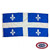 A dark blue Quebec flag with a white cross in the center. There is a white fleur-de-lis in each corner. FMAA Certified Made in America seal.