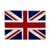A United Kingdom sticker with perpendicular and diagonal red crosses outlined in white, and a dark blue background. A United Kingdom sticker with perpendicular and diagonal red crosses outlined in white, and a dark blue background.