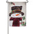 A white flag with a smiling snowman taking up most of the frame. The snowman is wearing a top hat and wearing a red checkered scarf. There is mistletoe in the top left and bottom right corner. A white flag with a smiling snowman taking up most of the frame. The snowman is wearing a top hat and wearing a red checkered scarf. There is mistletoe in the top left and bottom right corner.