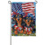 A Patriotic Dachshund Duo Suede Garden Flag depicting two dachshunds wearing American flag scarves and hats, with an American flag in the background. A Patriotic Dachshund Duo Suede Garden Flag depicting two dachshunds wearing American flag scarves and hats, with an American flag in the background.