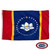 The Mississippi flag is a red and blue tricolor with 2 gold vertical stripes. In the center is a white magnolia circled by 21 stars. FMAA Certified Made in America seal.