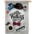 A beige house flag that has a white circle in the middle that says "Happy Father's Day." On the top part of the circle is a black hat and on the bottom part is a red bowtie. Scattered around the flag is a pair of glasses, a coffee mug, a watch, a mustache, a comb, and a plaid folded shirt. A beige house flag that has a white circle in the middle that says "Happy Father's Day." On the top part of the circle is a black hat and on the bottom part is a red bowtie. Scattered around the flag is a pair of glasses, a coffee mug, a watch, a mustache, a comb, and a plaid folded shirt.