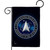 A dark space blue flag with the United States Space Force symbol.