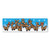 A rectangular magnet. The background is a blue to white gradient with snowflakes. There are 9 cute reindeer.