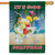 A decorative summer flag featuring a beach with 4 colorful drinks in various glasses. The top and bottom of the flag read "It's 5:00 Somewhere."