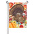 A November Turkey Suede Garden Flag depicting a large turkey surrounded by gourds and leaves.