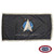 The indoor Space Force flag has a black field surrounded on 3 sides by silver fringe. In the center is the Space Force’s emblem.