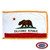 The indoor California flag has a pole sleeve and 3 borders of gold fringe around the sides of the white and red flag. FMAA Certified Made in America seal.