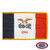 The indoor Iowa flag has 3 sides of gold fringe around the blue, white, and red tricolor design. In the center is an eagle holding a banner. FMAA Certified Made in America seal. The indoor Iowa flag has 3 sides of gold fringe around the blue, white, and red tricolor design. In the center is an eagle holding a banner. FMAA Certified Made in America seal.
