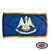 The indoor Louisiana flag has 3 edges of gold fringe around the dark blue field. In the center, a pelican feeds her young chicks in a nest. FMAA Certified Made in America seal. The indoor Louisiana flag has 3 edges of gold fringe around the dark blue field. In the center, a pelican feeds her young chicks in a nest. FMAA Certified Made in America seal.