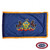 The indoor Pennsylvania flag has 3 sides of gold fringe around the dark blue field. In the center is the state seal flanked by 2 horses. FMAA Certified Made in America seal. The indoor Pennsylvania flag has 3 sides of gold fringe around the dark blue field. In the center is the state seal flanked by 2 horses. FMAA Certified Made in America seal.