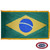 The indoor Brazil flag has 3 sides of gold fringe around a dark green field, in the center of which is a yellow diamond and blue circle. FMAA Certified Made in America seal. The indoor Brazil flag has 3 sides of gold fringe around a dark green field, in the center of which is a yellow diamond and blue circle. FMAA Certified Made in America seal.